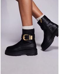 Steve Madden - – lexs – niedrige stiefeletten aus em leder mit schnallendetail - Lyst
