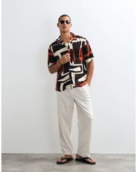 Mango - Hemd mit abstraktem retro-print und kurzen ärmeln - Lyst