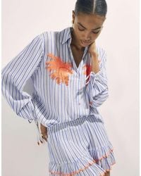 River Island - Striped Embellished Palm Beach Shirt - Lyst