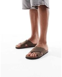 Threadbare - Faux Suede Cross Strap Sandals - Lyst