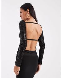 Collusion - Slash Neck Backless Sequin Long Sleeve Top - Lyst
