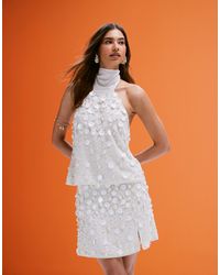 ASOS - Top d'ensemble à nouer sur la nuque en lin mélangé orné - Lyst