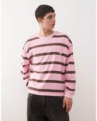 Collusion - T-Shirt Oversize Squadrata Rosa A Righe - Lyst