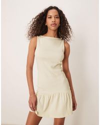 ASOS - Crinkle Texture Sleeveless Slash Neck Peplum Skirt Mini Dress - Lyst