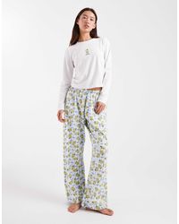 Wednesday's Girl - Pyjama à motif matcha avec top manches longues et pantalon - Lyst