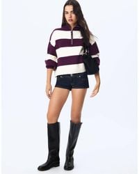 Stradivarius - Gebreide Trui Met Rits - Lyst