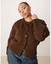 ASOS - Asos Design Curve Boxy Crew Neck Cardigan With Side Split Detail - Lyst