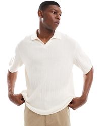 Jack & Jones - Polo côtelé à décolleté - crème - Lyst