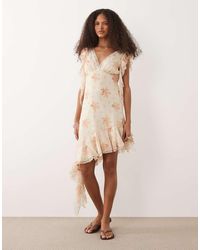 Miss Selfridge - Chiffon Asym Mini Dress - Lyst