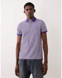 Polo Ralph Lauren - Icon Logo Custom Slim Fit Striped Pique Polo Shirt - Lyst