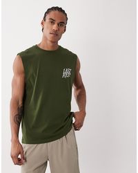 4505 - Cotton Oversized Pump Training Tank With Chest Print And Quick Dry Finish - Lyst