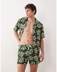 Free Society - Palm Print Swim Shorts - Lyst