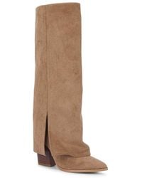 SEQWL - Fold Over Knee High Boots With Pointed Toe And Block Heel - Lyst
