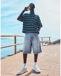Bershka - Baggy Denim Bermuda Shorts - Lyst