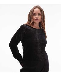 ASOS - Asos Design Curve Velvet Button Through Top - Lyst