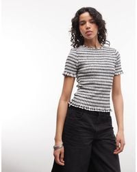 ASOS - Shirred Bow Detail Short Sleeve Top - Lyst