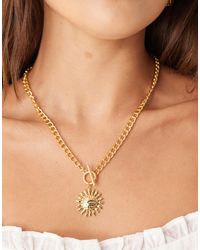 Orelia - Molten Sun And T-bar Chain Necklace - Lyst
