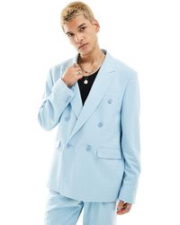 Viggo - Zidan Printed Double Breasted Suit Jacket - Lyst