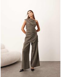 ARRANGE - Geplooide Broek Met Wijde Pijpen En Wollook - Lyst