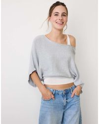 Stradivarius - Boat Neck Knit Jumper With Overlay - Lyst