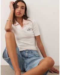 Calvin Klein - Ribbed Stripe Polo Top - Lyst