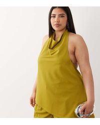 ASOS - Asos Design Curve Co-Ord Slinky Twill Longline Cami Top With Asymmetric Hem - Lyst