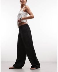 Monki - Mid Waist Wide Leg Tailored Trousers - Lyst