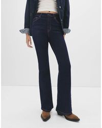 Pull&Bear - Jeans A Zampa Blu Indaco Scuro A Vita Alta - Lyst