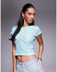 ASOS - – leicht transparentes, knapp geschnittenes t-shirt aus spitze - Lyst