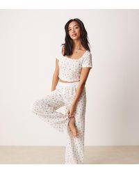 ASOS - Pantalones De Pijama Con Estampado De Flores Y Frutas Mix & Match De Asos Design Petite - Lyst