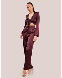 Goddiva - Cut Out Satin Jumpsuit - Lyst