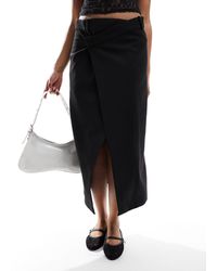 Mango - Wrap Tailored Midi Skirt - Lyst
