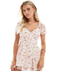 Miss Selfridge - Chiffon Rara Mini Playsuit - Lyst