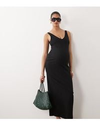 ASOS - Asos Design Maternity Wide Rib Sleeveless V Neck Midi Dress - Lyst