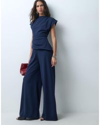 ASOS - High Neck Wide Leg Jumpsuit With Asymmetric Bodice Detail - Lyst