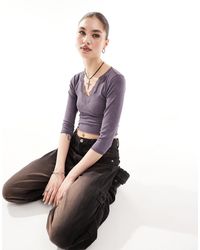 Reclaimed (vintage) - Camiseta morada estilo bailarina con diseño encogido y detalle - Lyst