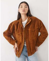 Barneys Originals - Real Suede Funnel Neck Bomber Jacket - Lyst
