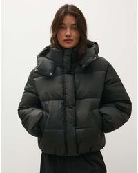 Bershka - Oversized Pufferjack Met Capuchon - Lyst