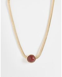 ASOS - Necklace With Circular Burgundy Pendant - Lyst