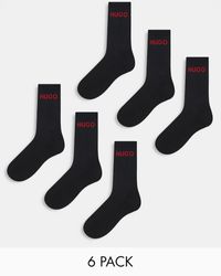 BOSS - Hugo Bodywear 6 Pack Ribbed Logo Socks - Lyst