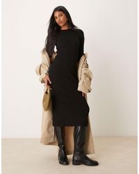 New Look - Robe mi-longue en maille côtelée avec col ras - Lyst