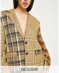 Collusion - Unisex Oversized Spliced Checked Blazer Co-ord - Lyst