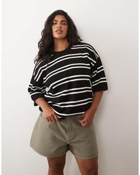 ASOS - Asos Design Curve Knit Stripe Compact Structured Oversized T-shirt - Lyst