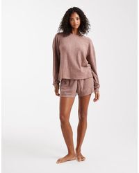 Loungeable - Marl Super Soft Knit Crew Neck Jumper And Shorts - Lyst