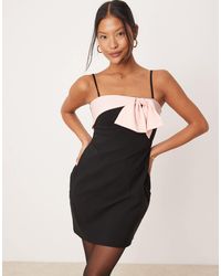ASOS - Asos Design Petite Strappy Cami Mini Dress With Bow Detail - Lyst