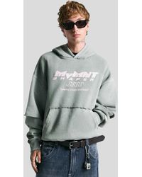 Bershka - Felpa Con Cappuccio E Doppia Manica Chiaro Con Stampa - Lyst