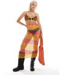 Elsie & Fred - Coloured Stripe Crochet Maxi Dress - Lyst