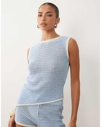 ASOS - Knitted Cinched Crochet Asymmetric Top Co Ord - Lyst