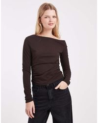 ASOS - Off Shoulder Ruched Detail Long Sleeve Top - Lyst