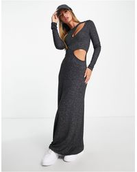 ASOS - Supersoft Long Sleeve Cut Out Detail Maxi Dress - Lyst